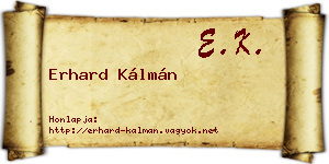 Erhard Kálmán névjegykártya